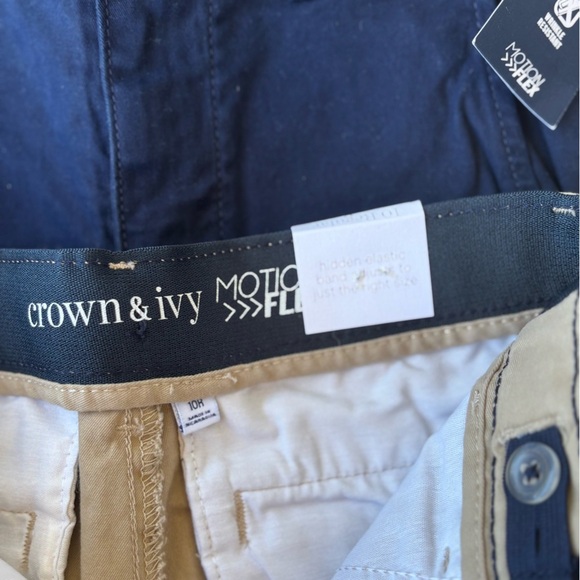 Boys crown & ivy school uniform shorts navy and khaki adjustable waist sz 10 NWT - Picture 3 of 4